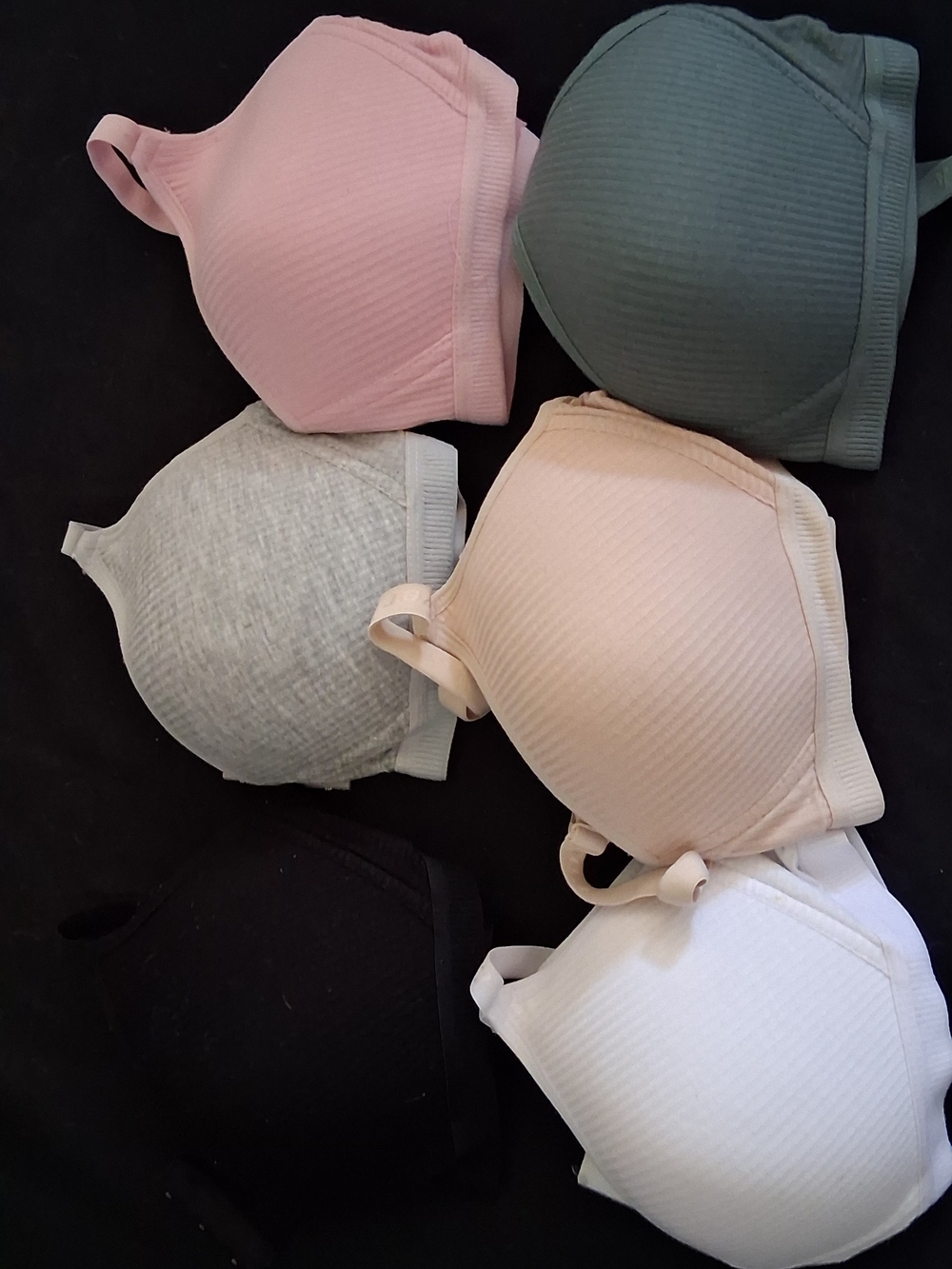 Love Ribbed Wireless Bra Pack - Pink, Sage, Gray, Blush, Black, White